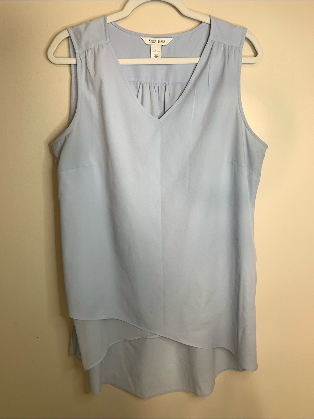 White House Black Market Blue Tunic Blouse Long L